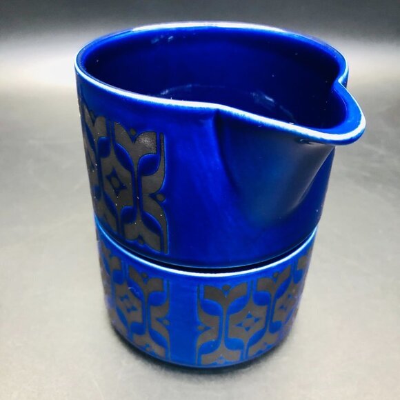 Vintage Hornsea Midnight Blue Heirloom Creamer Open Sugar Set Midcentury Kitchen - Picture 6 of 10
